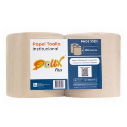 Papel Toalla Institucional Natural Doux Plus x 300 m – Pack x 2 Rollos