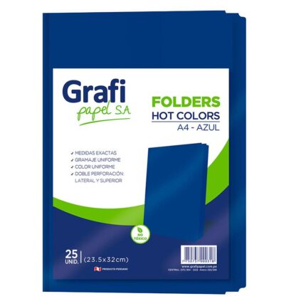 File Manila A4 Color Azul X 25 Und. Grafipapel